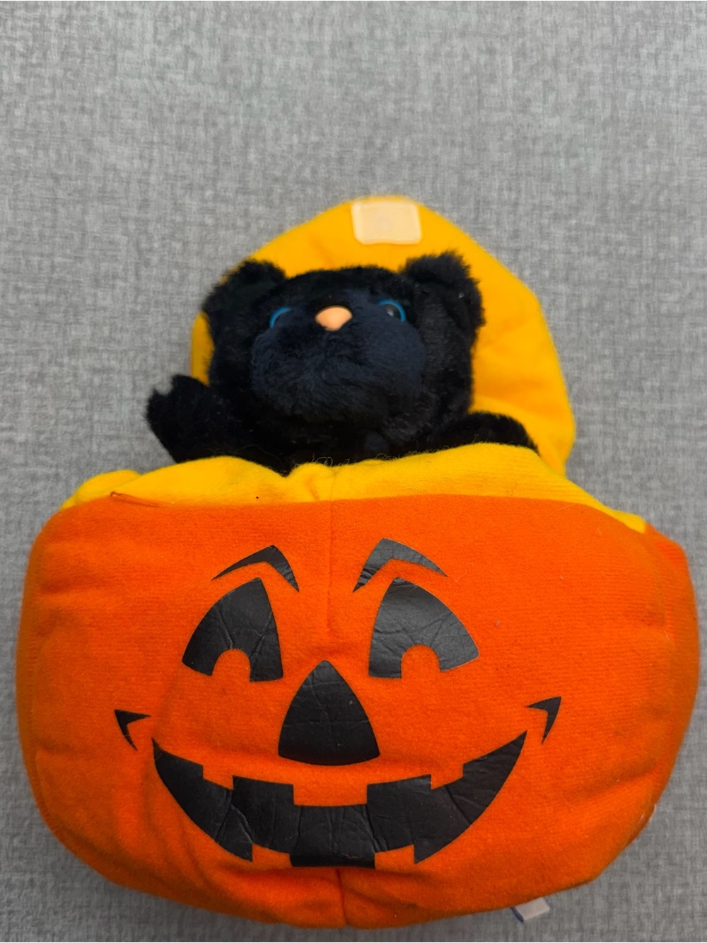 Vintage 1983 Carousel Halloween Black Cat Jack-o'-Lantern Plush Toy 🎃🐱